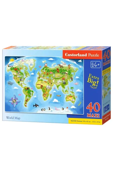Puzzle 40 el. Mapa �wiata Castorland