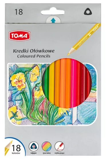 Toma Kredki o��wkowe tr�jk�tne 18 szt.