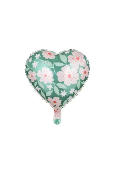 PartyDeco Balon foliowy Serce w kwiaty 45cm