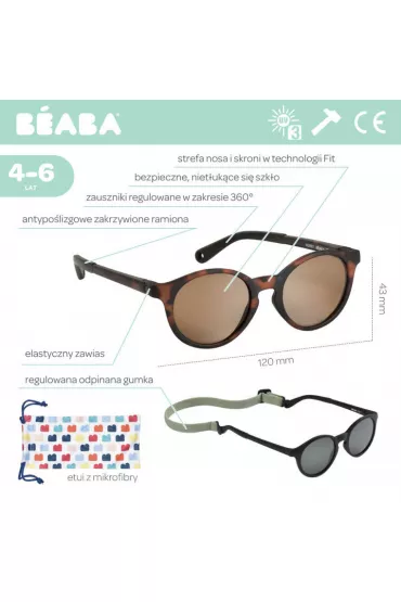 Beaba Okulary przeciwsoneczne dla dzieci 4-6 lat Sunrise - Dark tortoise