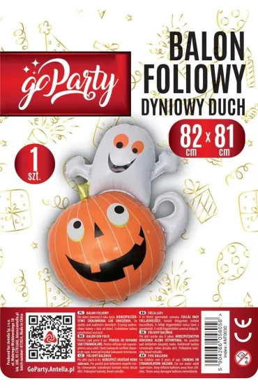 GoParty Balon foliowy Dyniowy duch 82x81cm