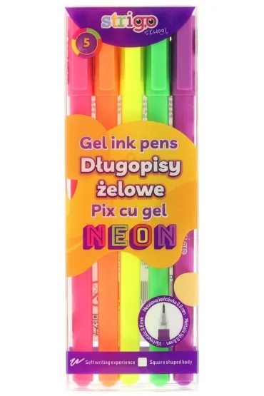 D�ugopis �elowy 5 kolor�w neon STRIGO SSC423 5 szt.