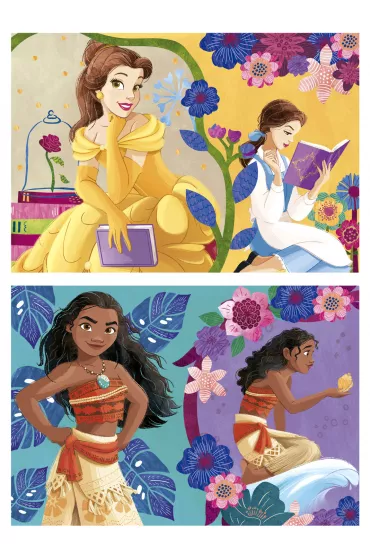 Puzzle drewniane 2x25 el. Pi�kna i Bestia, Vaiana: Skarb Educa
