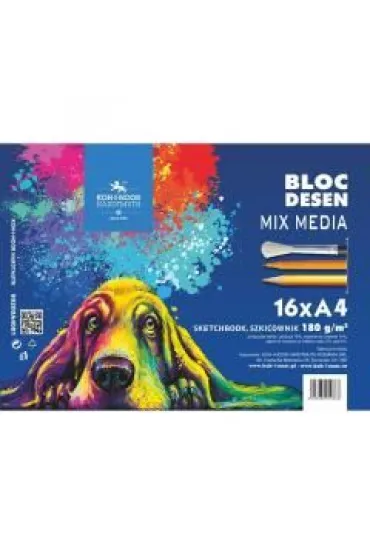 Koh-I-Noor Szkicownik Mix Media A4 16 ark. Pies niebieski