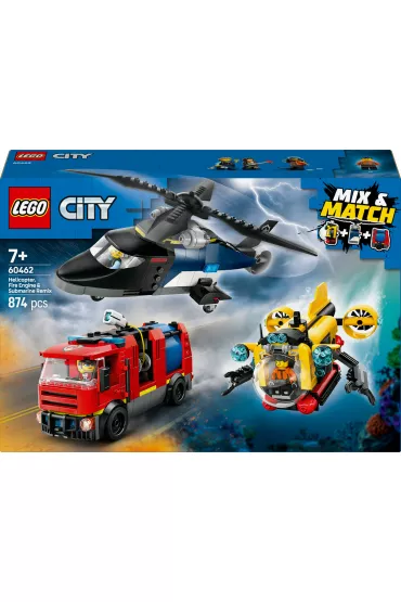 LEGO City Zestaw z helikopterem, wozem stra�ackim i �odzi� podwodn� 60462