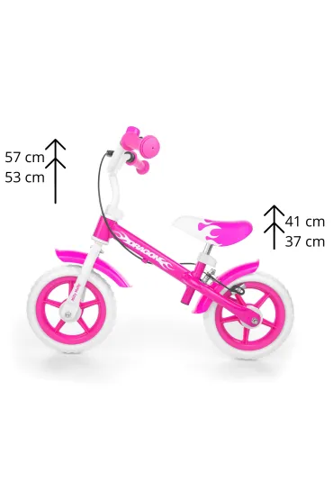 Rowerek biegowy Dragon z hamulcem r�owy pink Milly Mally