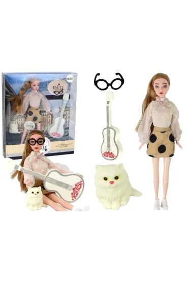 LeanToys Lalka Emily z gitar�, kotkiem i akceroriami