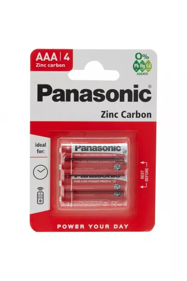 Panasonic AAA R03 Zinc Carbon Batteries 4 pcs.
