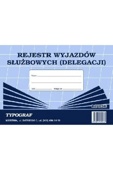 Druki samokopiuj�ce Typograf rejestr wyjazd�w s�u�bowych A5 (02248)