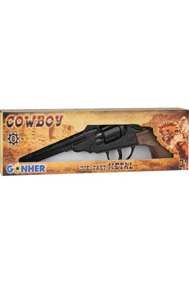 Rewolwer kowbojski metalowy 8 naboi Pulio