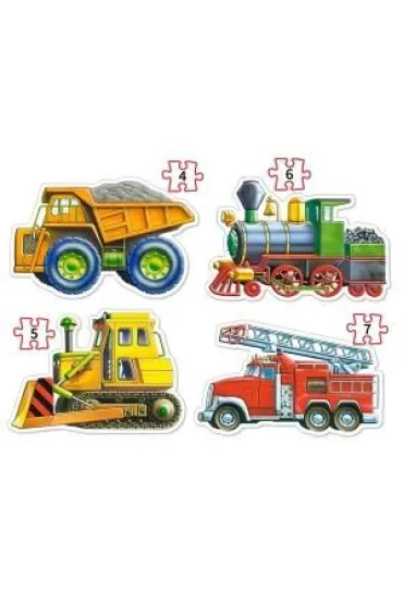 Puzzle 4w1 /4-5-6-7/ konturowe Vehicles B-04256-1 Castorland