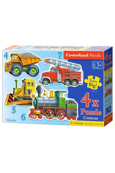 Puzzle 4w1 /4-5-6-7/ konturowe Vehicles B-04256-1 Castorland