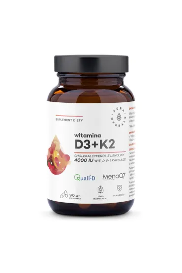 Aura Herbals Witamina D3 4000IU K2100Mcg - suplement diety 90 kaps.