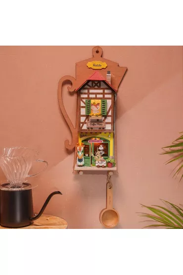 Skadany Drewniany Model Puzzle 3D - Leniwa Kawiarnia Robotime