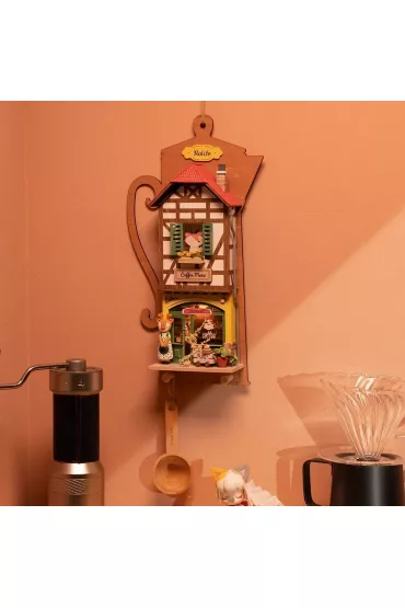 Skadany Drewniany Model Puzzle 3D - Leniwa Kawiarnia Robotime