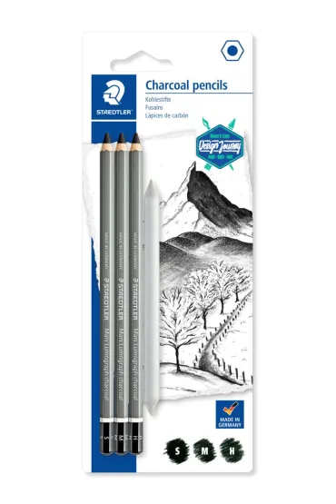 Staedtler W�giel w o��wku Mars Lumograph Charcoal, M,S,H w zestawie wiszer 3 szt.