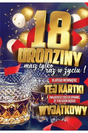 Yeku Karnet 18 Urodziny m�skie z naklejk� na butelk� JCX065