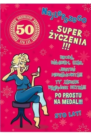 Stamp Karnet Party naklejany B6 + koperta Urodziny 50