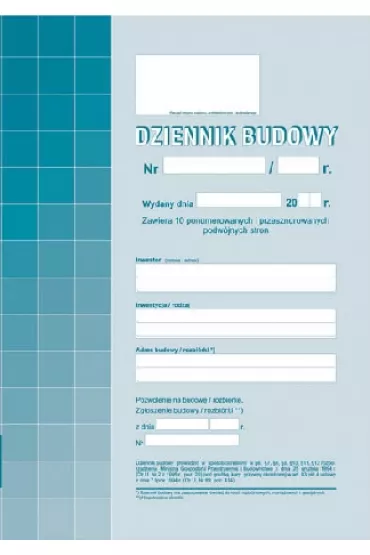 Michalczyk i Prokop Druk Dziennik Budowy A4