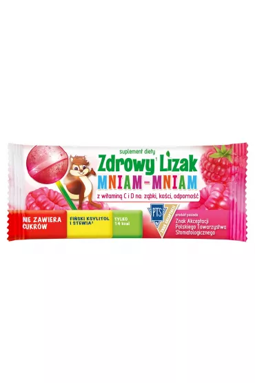 Starpharma Lizak kulka o smaku malinowym z witamin� D i C bezglutenowy Suplement diety 6 g