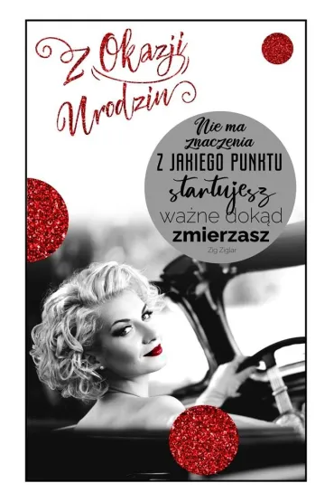 AbCard Karnet Urodziny damskie brokat - kobieta w aucie BRW10