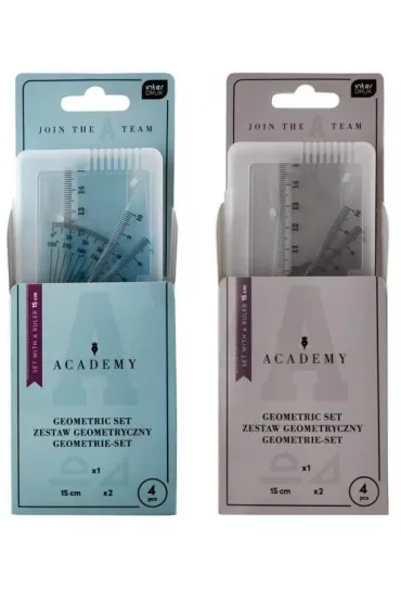 Interdruk Zestaw geometryczny Academy z linijk� 15 cm MIX