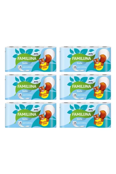 Mola Familijna Biaa Papier toaletowy 2-warstwowy zestaw 6 x 8 szt.