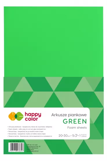 Happy Color Arkusze piankowe, zielone, A4, 5 arkuszy 5 szt.