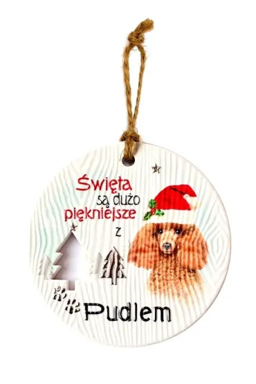 Kukartka Zawieszka ceramiczna Bo�e Narodzenie Pudel