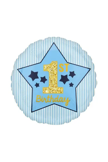 Godan Balon foliowy 1st Birthday niebieski 48cm