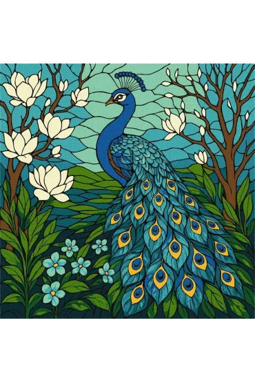Ideyka Malowanie po numerach - Witra�. Paw 30x30cm