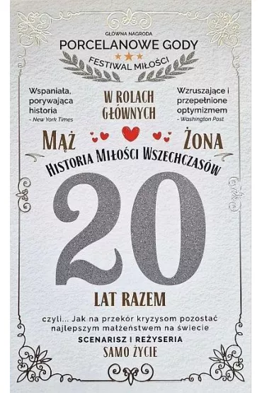 Yeku Karnet 20 rocznica �lubu (porcelanowa)