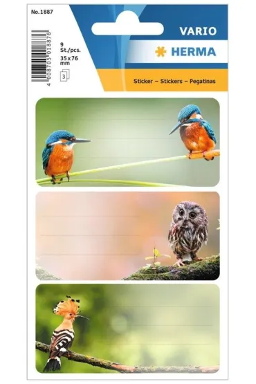 Herma Naklejki szkolne - Ptaki 9 szt.