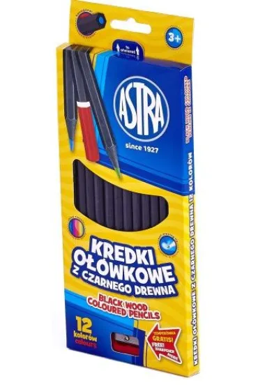 Astra Kredki o��wkowe z czarnego drewna 12 szt.