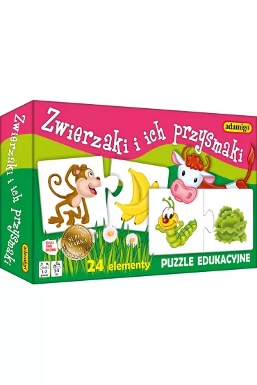 Puzzle edukacyjne Zwierzaki i ich przysmaki Adamigo - Julia Pogorzelska 