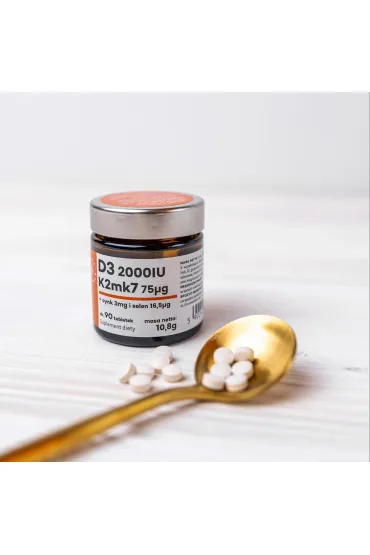 Aura Herbals Witamina D3 2000 IU + K2 + Cynk + Selen Suplement diety 90 tab.