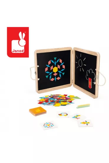 Puzzle Uk�adanka magnetyczna w drewnianej walizce Figury geometryczne 4+ Janod