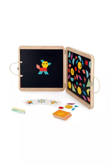 Puzzle Uk�adanka magnetyczna w drewnianej walizce Figury geometryczne 4+ Janod