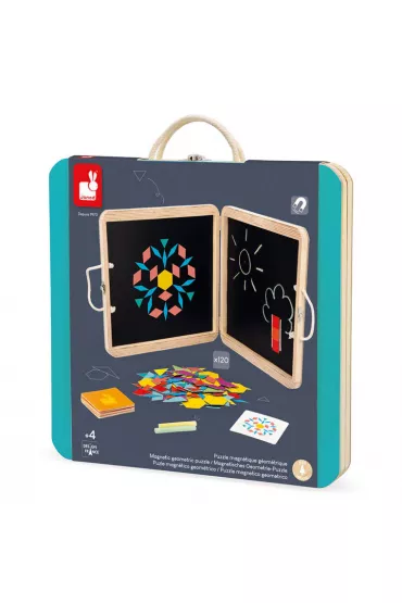 Puzzle Uk�adanka magnetyczna w drewnianej walizce Figury geometryczne 4+ Janod