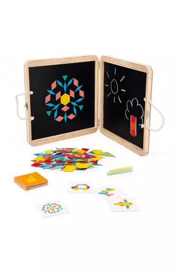 Puzzle Uk�adanka magnetyczna w drewnianej walizce Figury geometryczne 4+ Janod