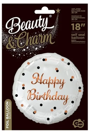 Godan Balon foliowy B&C Happy Birthday bia�y 36cm