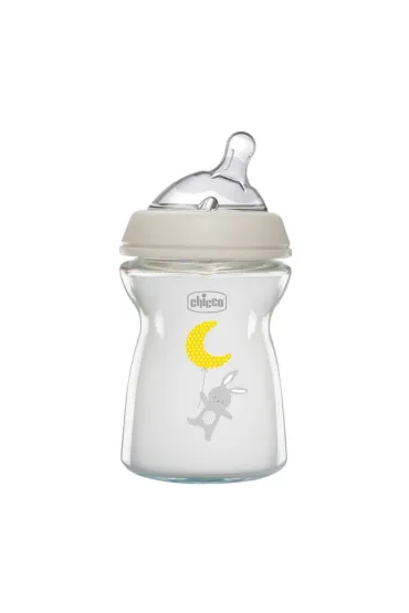 Chicco NaturalFeeling Butelka szklana ze smoczkiem silikonowym przep�yw wolny 0m+