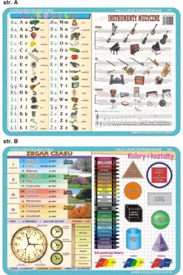 Visual System Podk�adka edukacyjna. Abecad�o, zegar, kolory