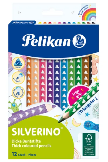 Pelikan Kredki tr�jk�tne grube Silverino 12 szt.