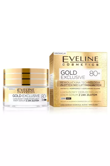 Eveline Cosmetics Gold Exclusive 80+ luksusowy odbudowuj�cy krem-serum z 24k z�otem 50 ml