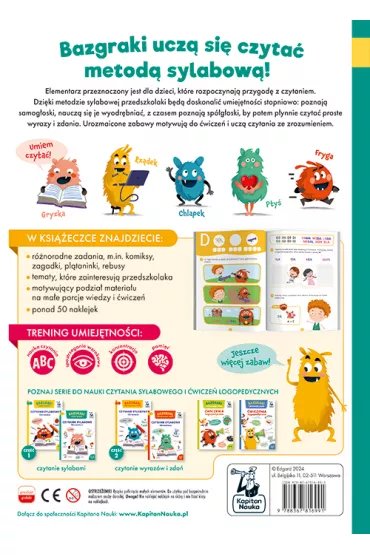 Bazgraki czytaj sylabami. Czytanie sylabowe. Elementarz. Kapitan Nauka - Katarzyna Urbaniak, Robert Jasiski, Zuzanna  Osuchowska