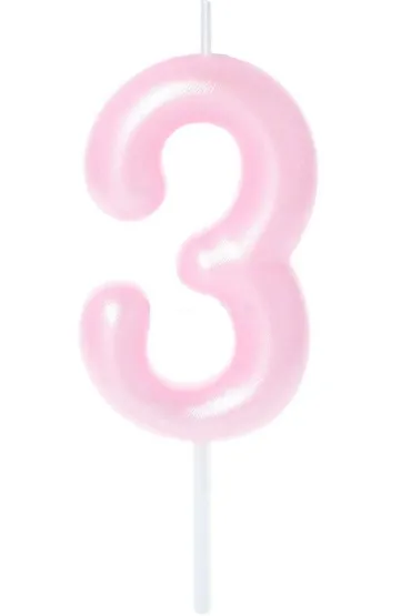 �wieczka na tort - cyferka Candy 3 r�owa 6cm