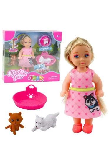 Laleczka z pieskiem i kotkiem LeanToys