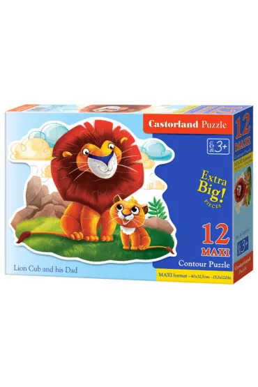 Puzzle maxi konturowe 12 el. Lion Cub and his Dad Castorland