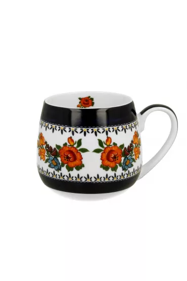 Duo Sp. z o.o. Porcelanowy kubek baryka kwiaty Etno 430 ml